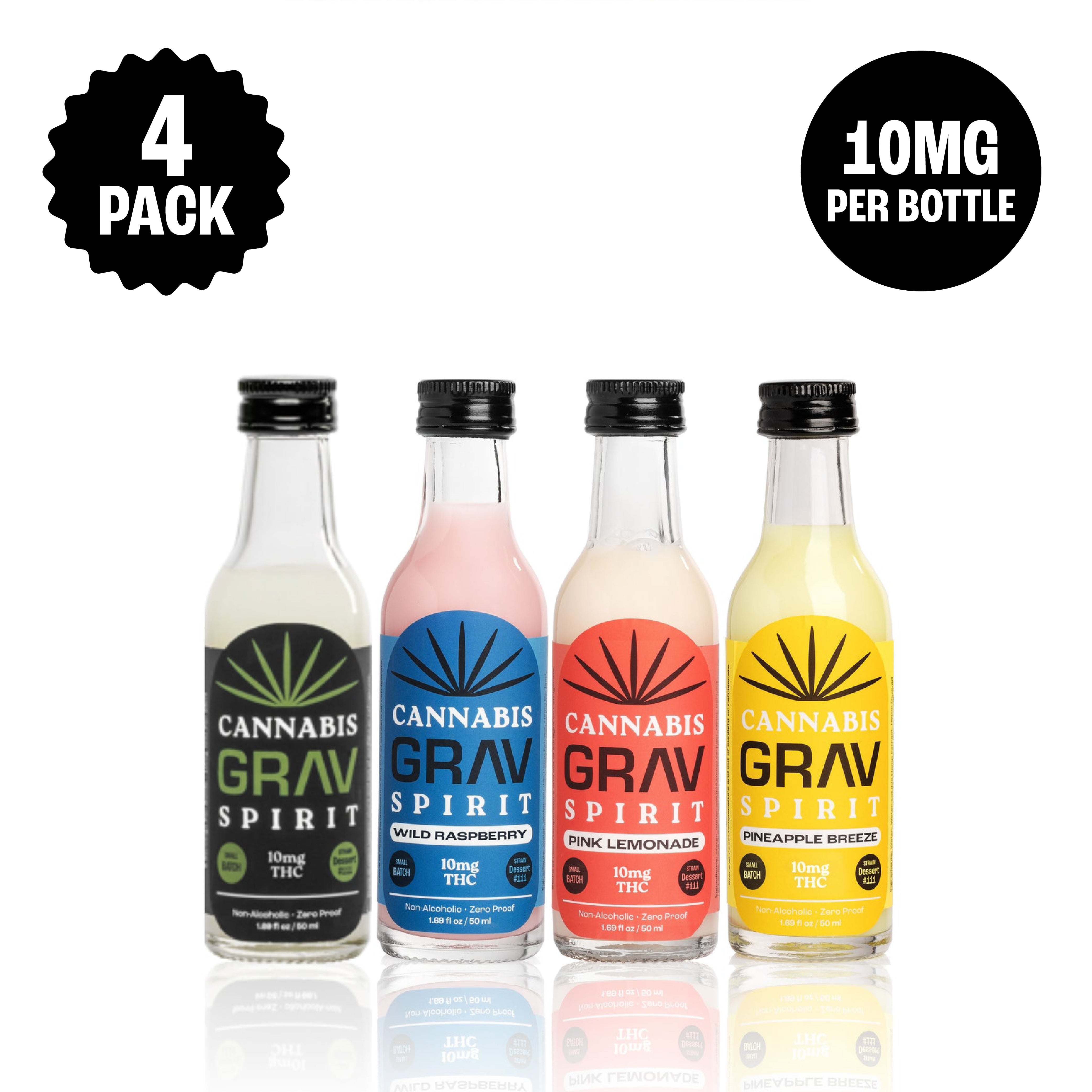 GRAV Cannabis Spirit 10mg Variety Pack, 50ml Bottle 4-Pack GRAV Cannabis Spirit 10mg Variety Pack, 50ml Bottle 4-Pack