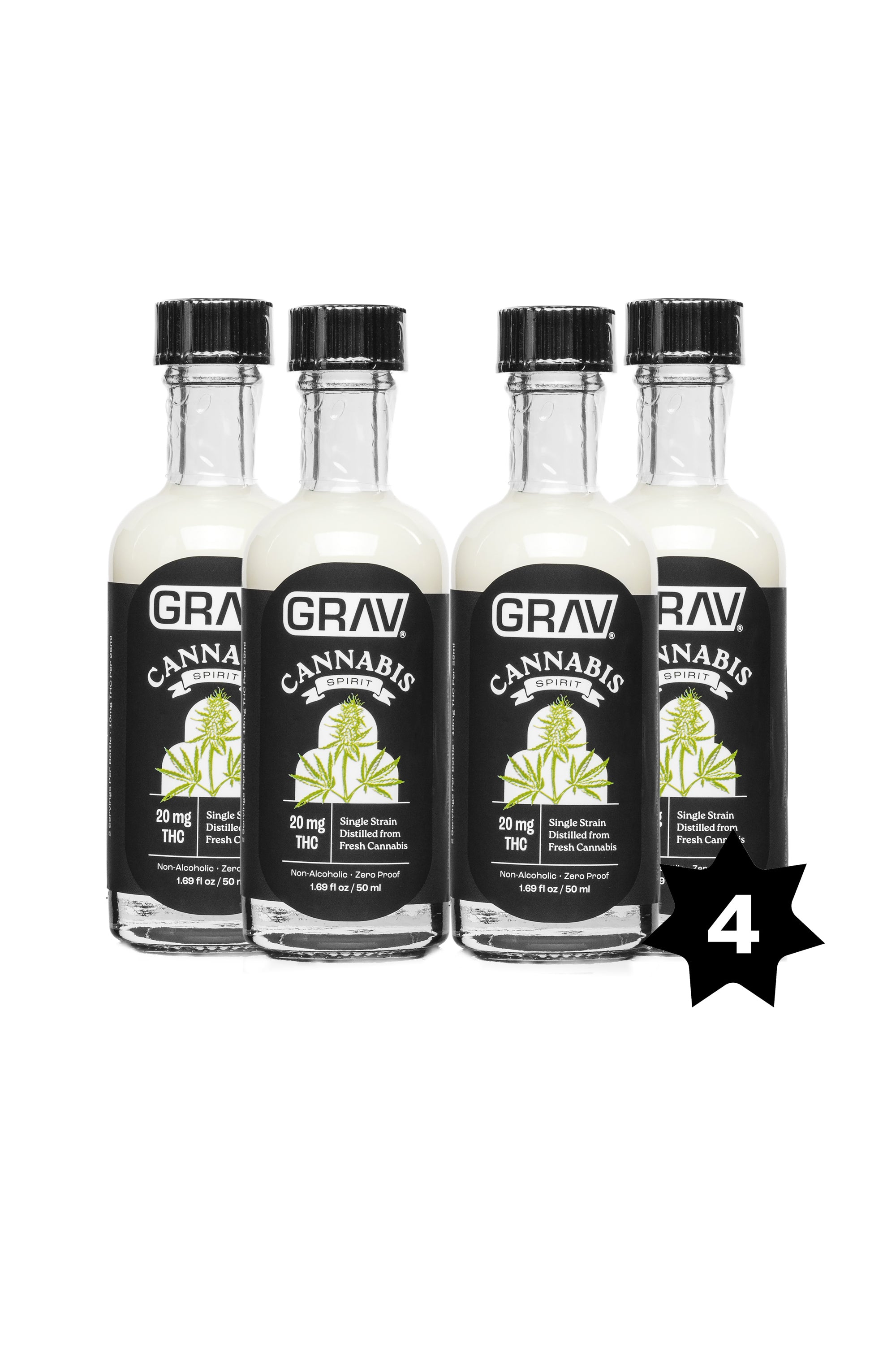 GRAV® Cannabis Spirit Black Label - 50ml Bottle, 4-Pack
