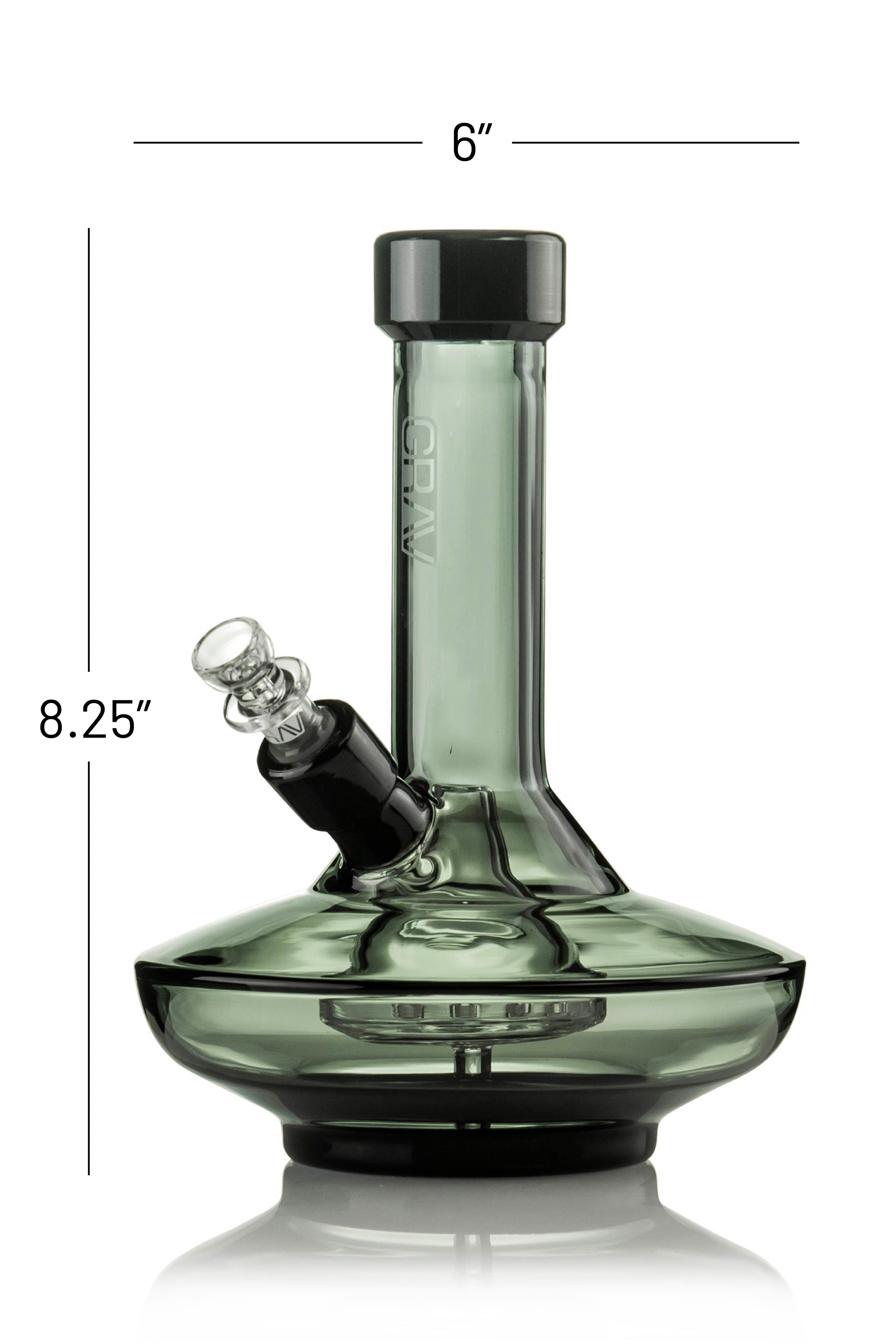 GRAV® Small Wide Base Water Pipe in Smoke with Black Accents