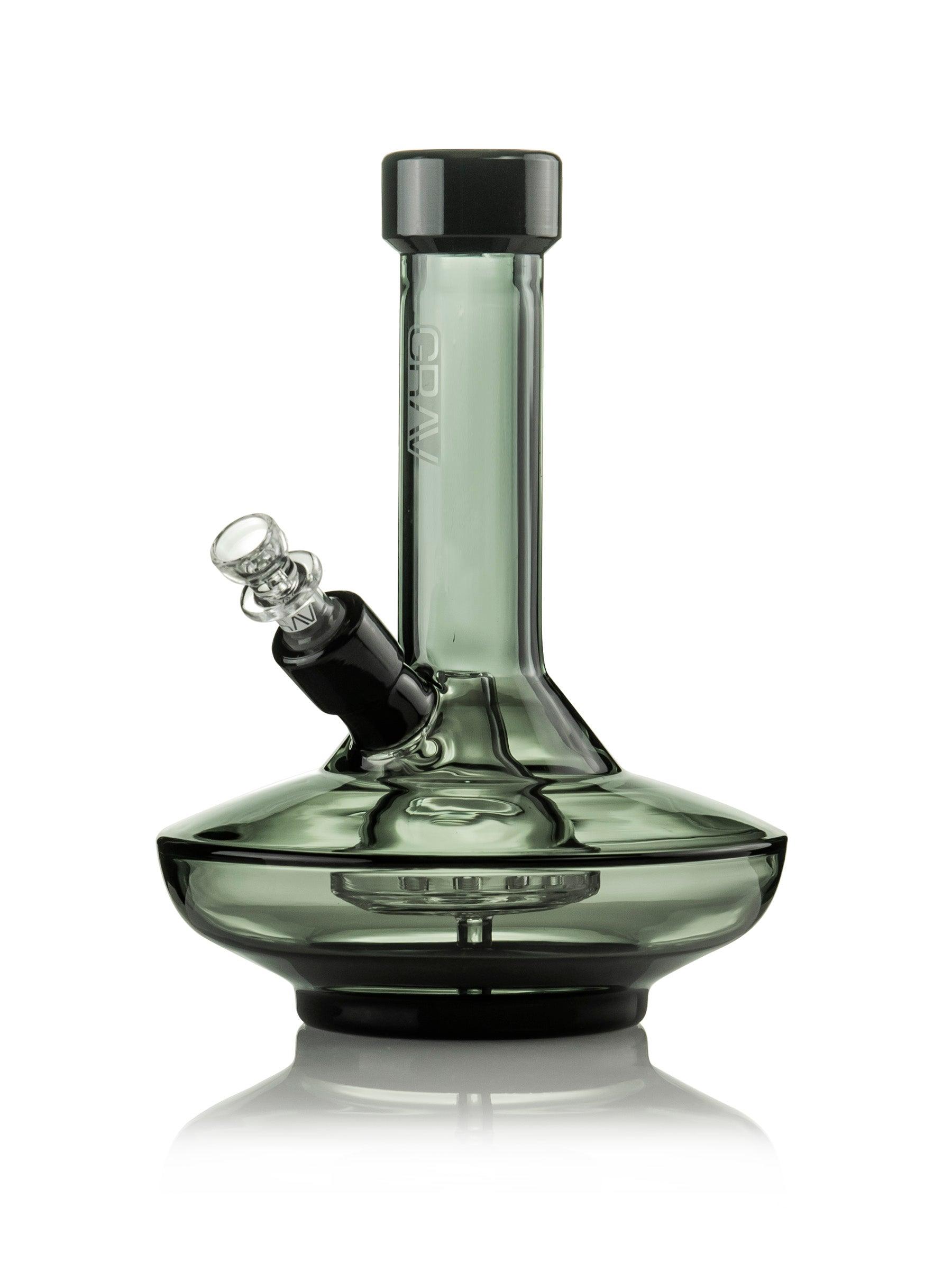 GRAV® Small Wide Base Water Pipe in Smoke with Black Accents - GRAV®
