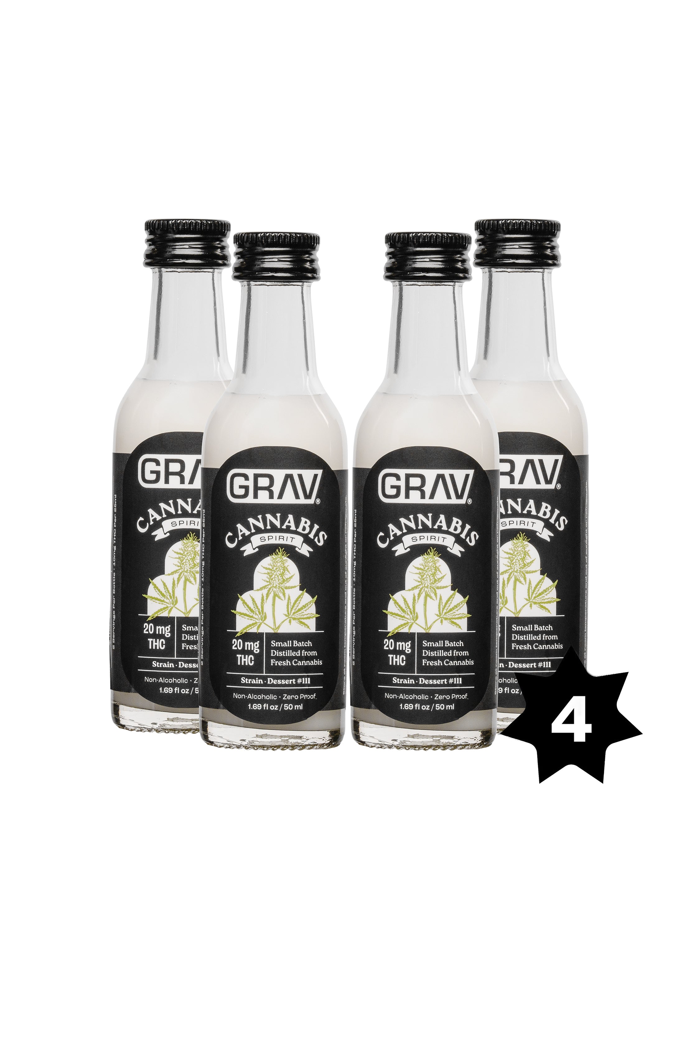 GRAV® Cannabis Spirit Black Label - 50ml Bottle, 4-Pack