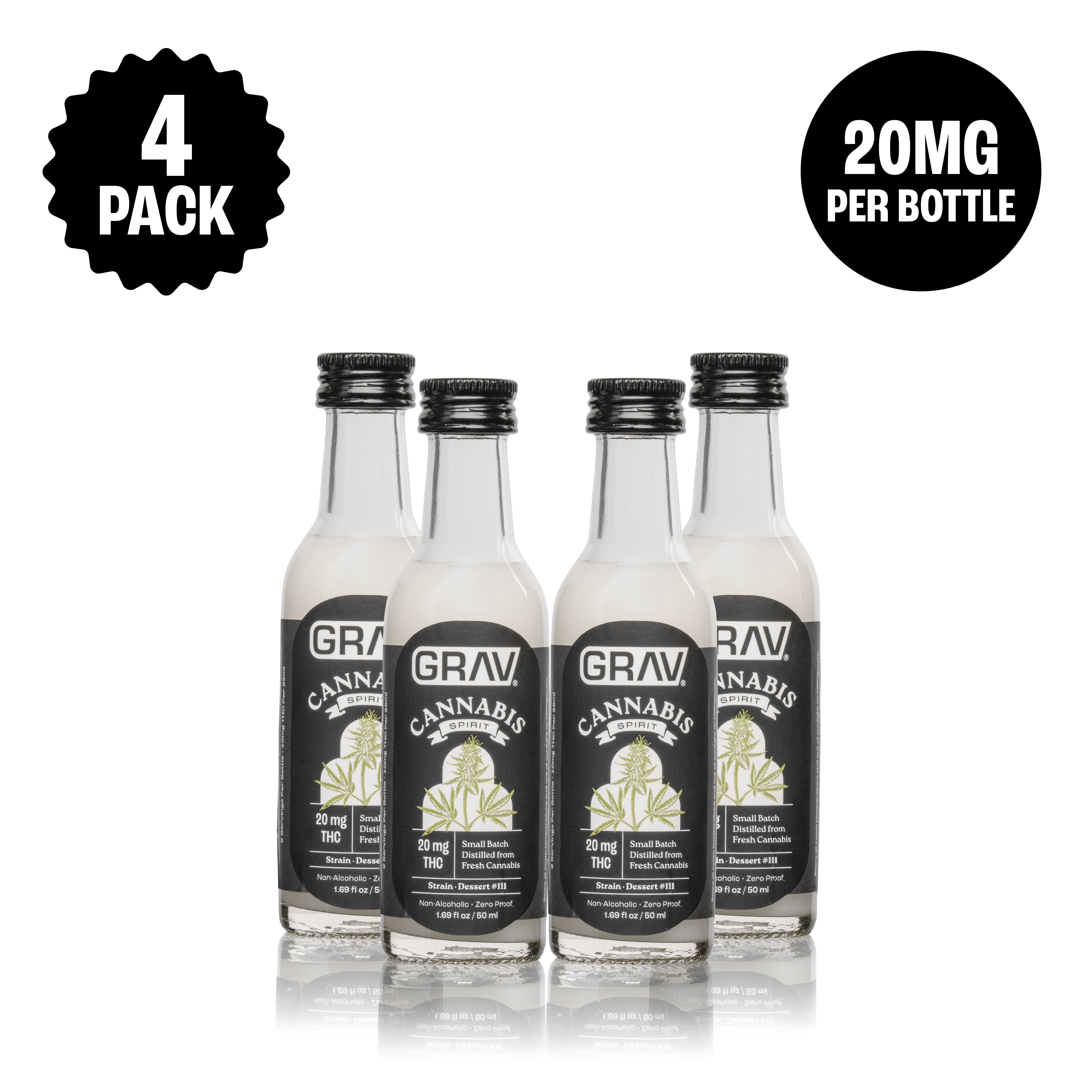 GRAV® Cannabis Spirit 20mg Natural, 50ml Bottle 4-Pack
