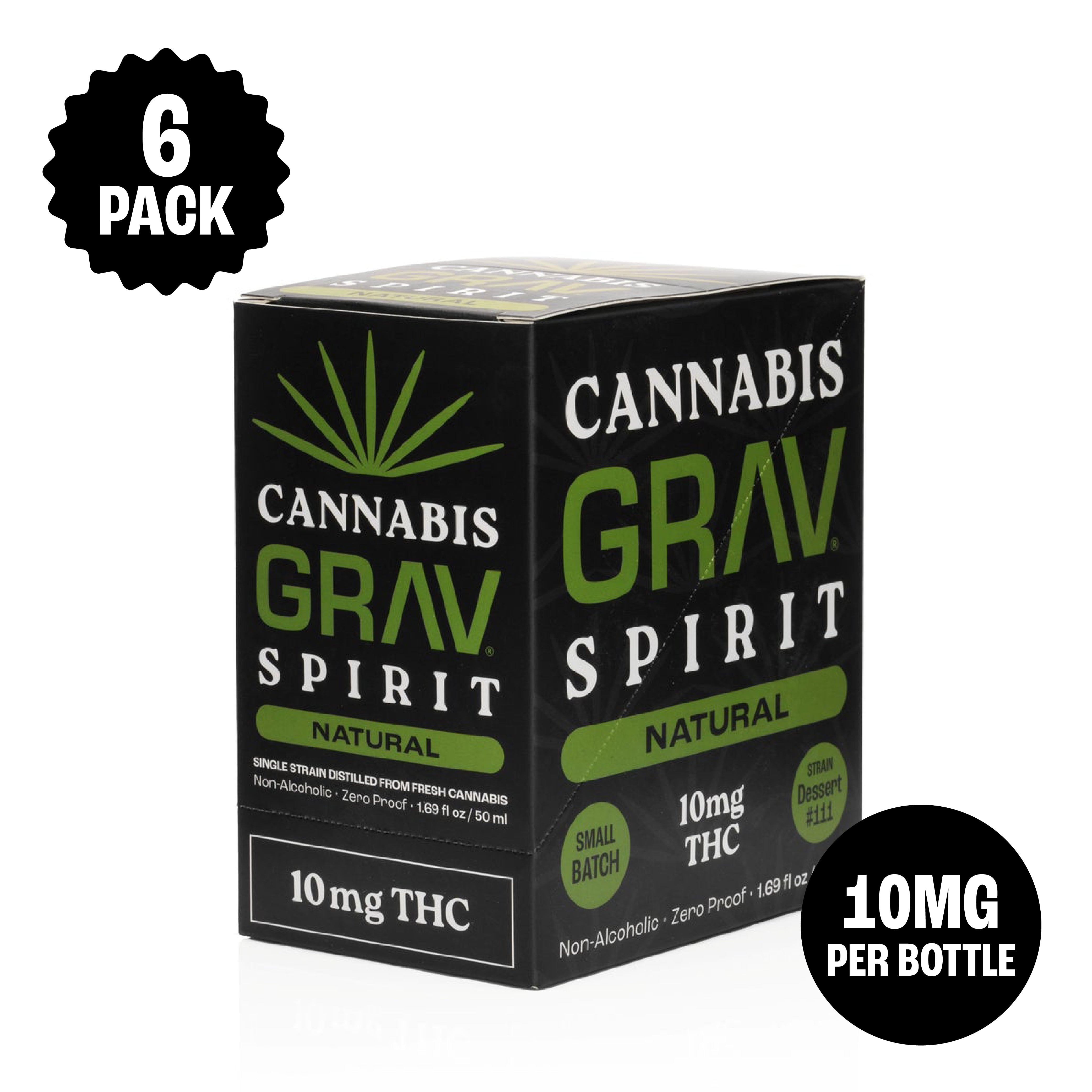 GRAV® Cannabis Spirit 10mg Natural, 50ml Bottle 6-Pack