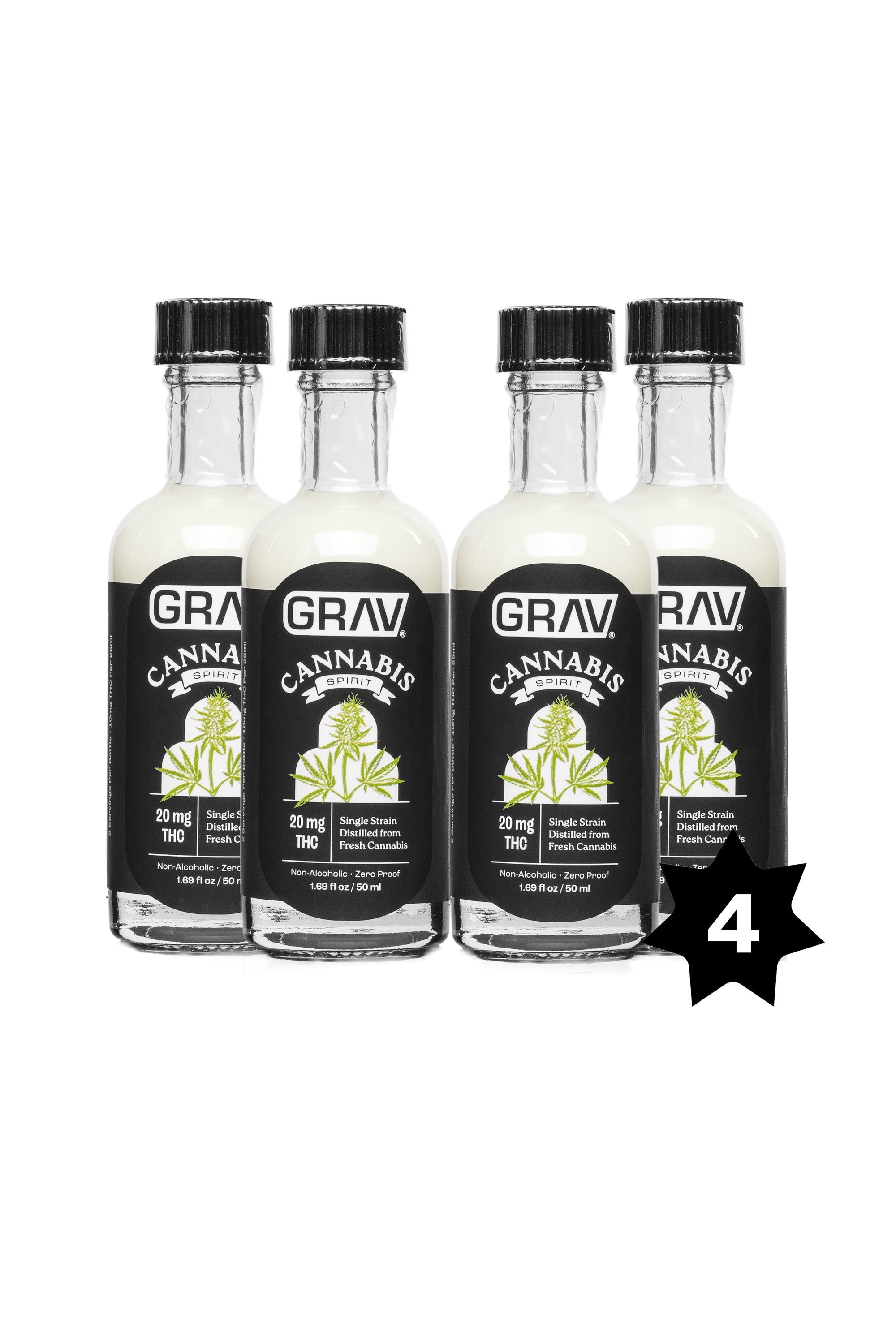 GRAV® Cannabis Spirit, 20mg - 50ml Bottle, 4-Pack