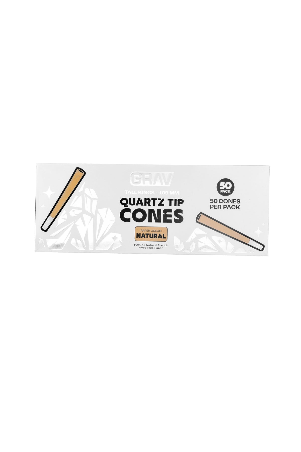 GRAV® Tall Kings Quartz Tip Cones, 50-piece Pack