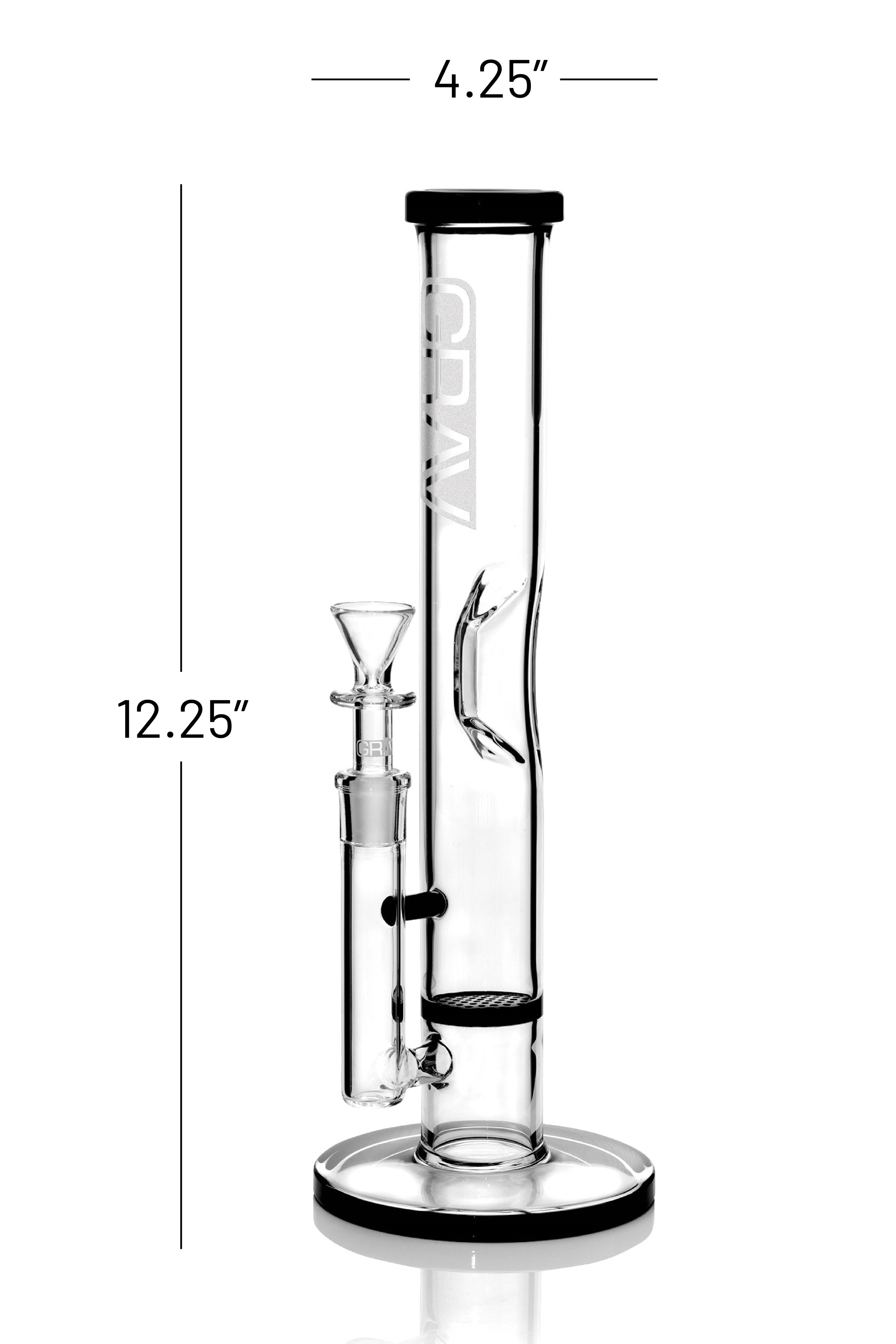 GRAV® Medium Straight Base w/ Disc Water Pipe - Black Accent