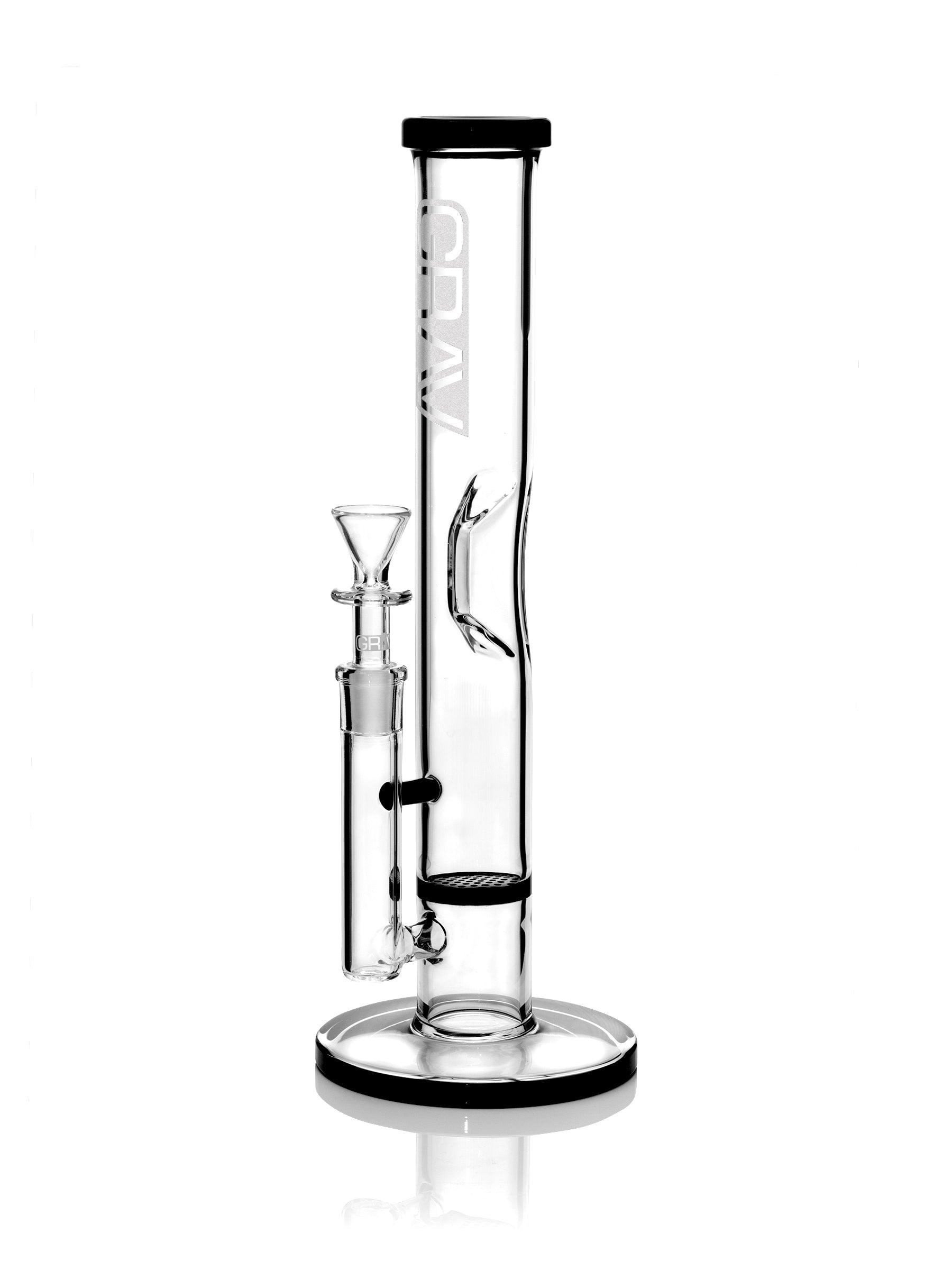 GRAV® Medium Straight Base w/ Disc Water Pipe - Black Accent - GRAV®